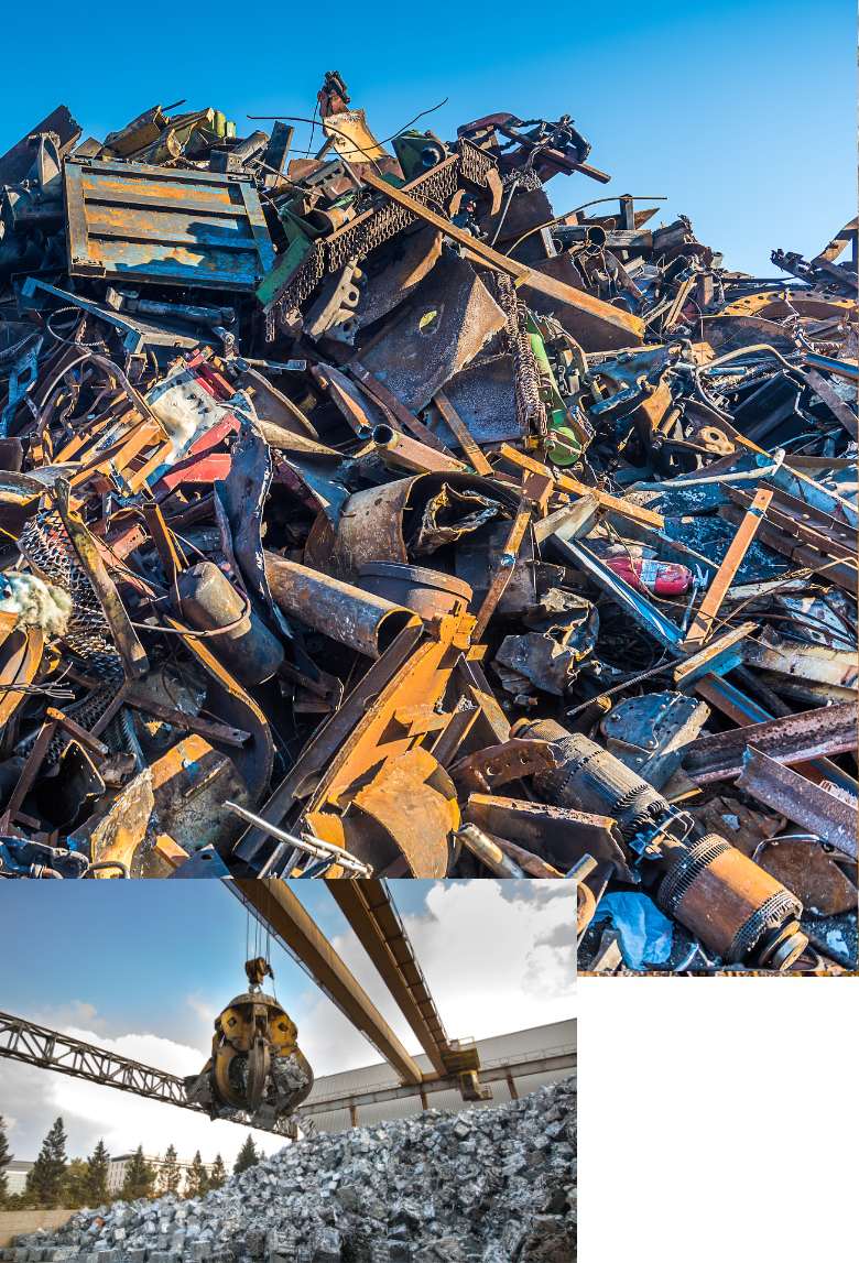 Crane picking the scrap of motor
