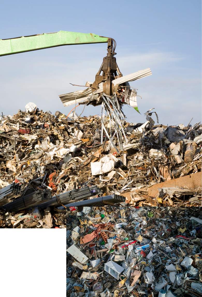 Crane picking the iron and steel scrap