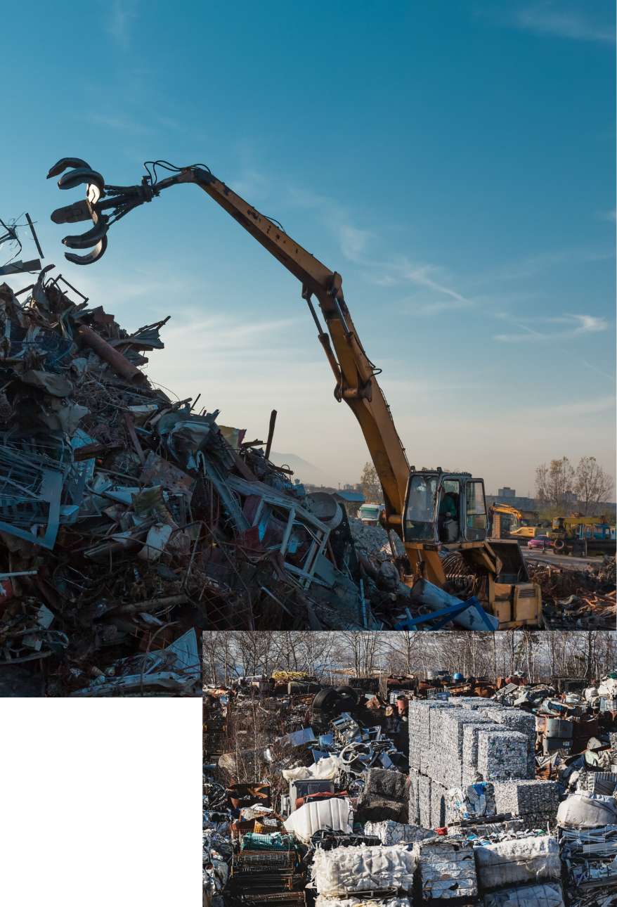 crane picking the motor scrap